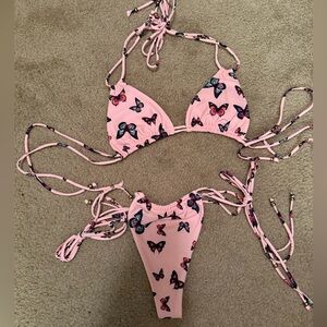 Pink Butterfly Bikini Set